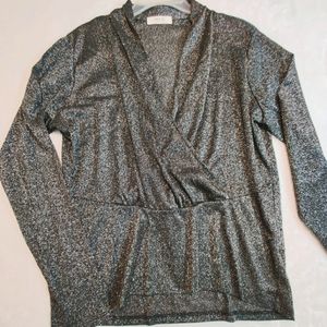Sparkly Silver Wrap Top, size 1X